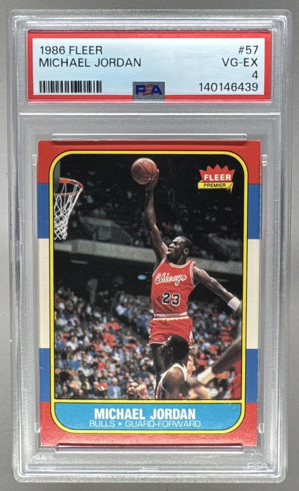 Michael Jordan 1986 Fleer #57 Rookie RC Hall of Fame HOF GOAT PSA 4