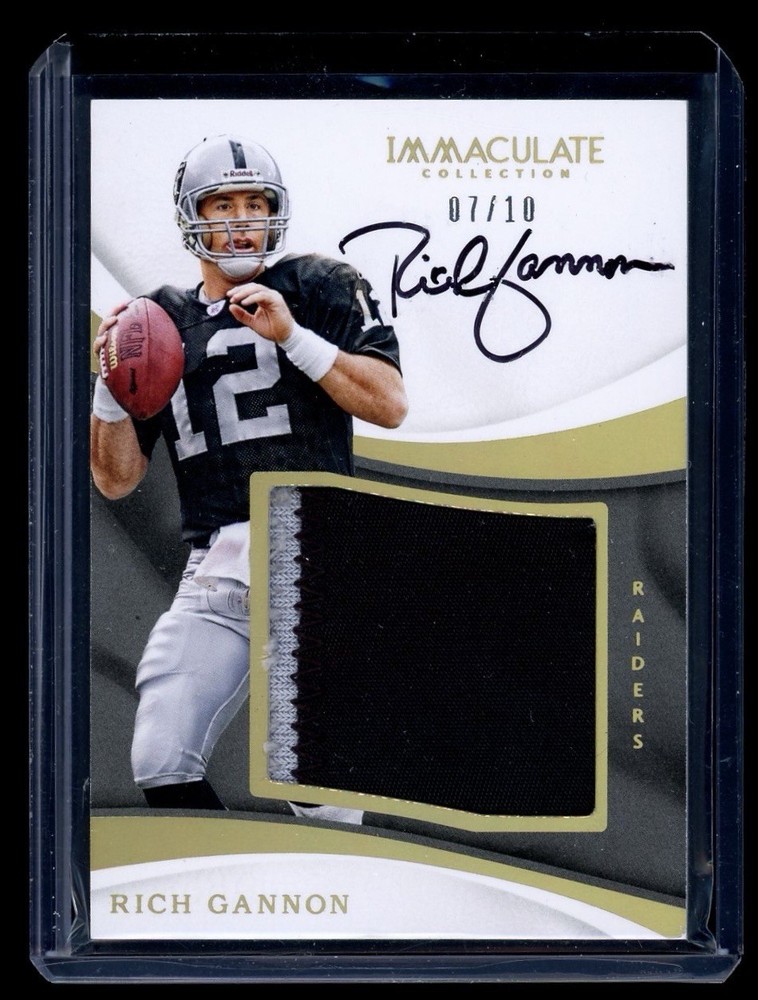 2017 Immaculate Collection Rich Gannon Game Used Jumbo Prime Patch Auto Gold /10