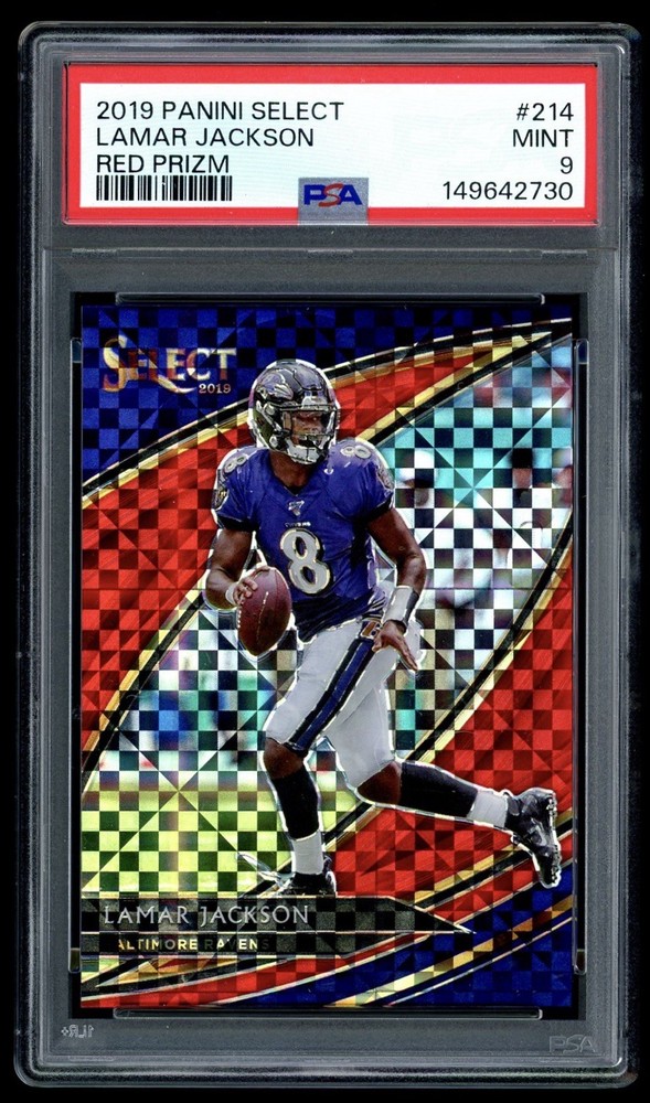 2019 Panini Select #214 Lamar Jackson Field Level Red Prizm SP /49 PSA 9 Mint
