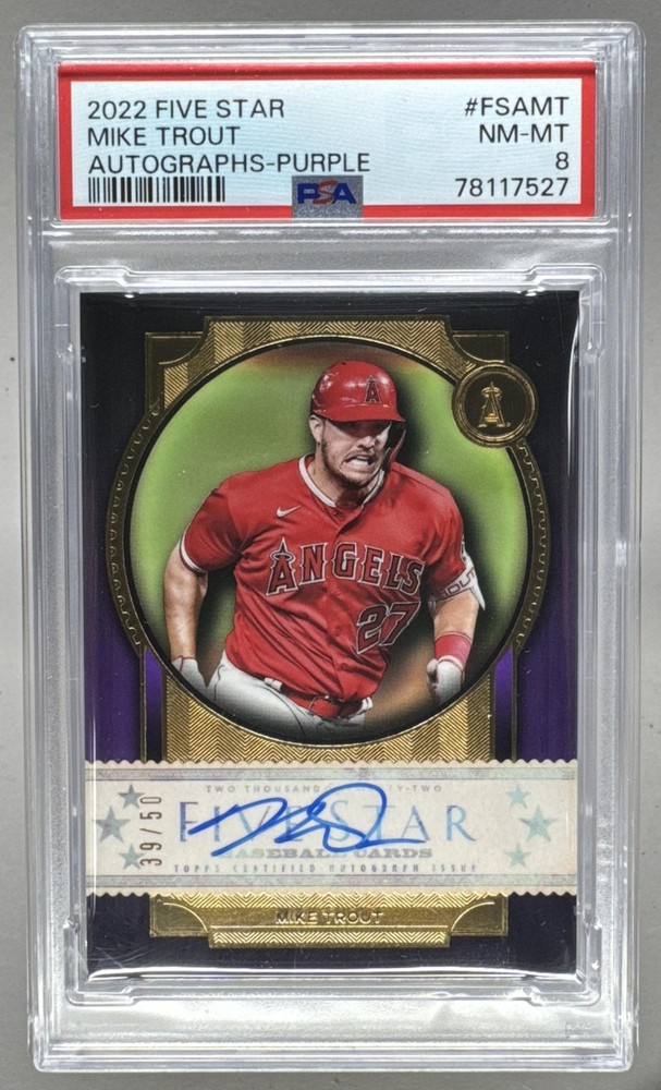 78117527 Mike Trout 2022 Topps Five Star #FSA-MT Purple Auto /50 PSA 8