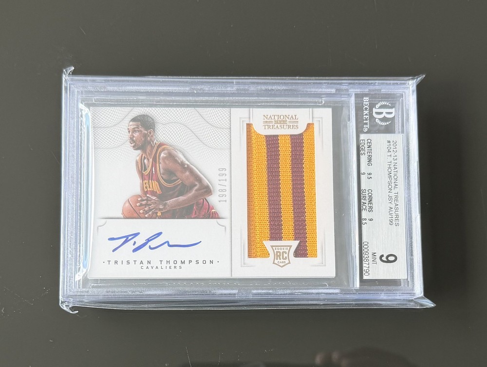 2012-13 National Treasures TRISTAN THOMPSON #104 RPA Rookie Patch Auto BGS 9/10