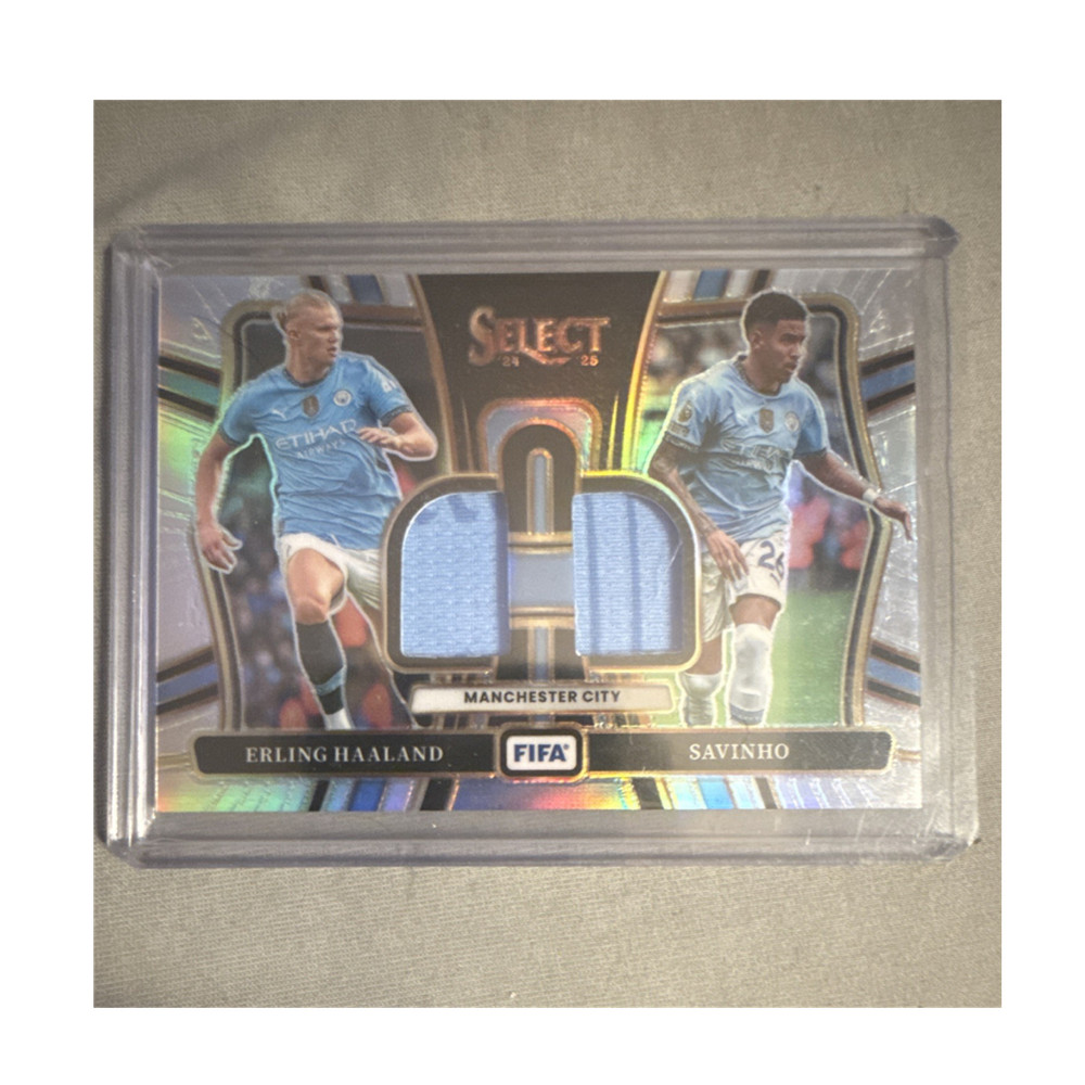 2024-25 Panini Select FIFA Prizm Dual Swatches Haaland Savinho #DS-MCI