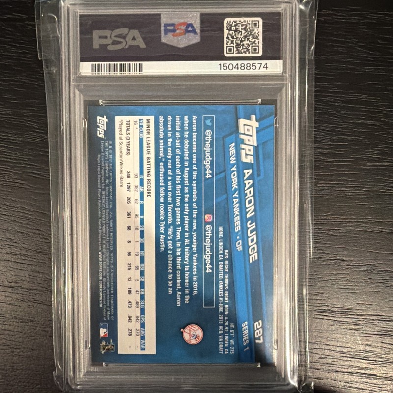 2017 Topps - Aaron Judge #287 Fielding (RC) PSA 8 view 2