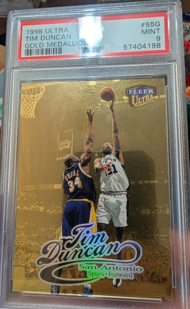 1998 Fleer Ultra - Tim Duncan w Shaquille O'Neal #55G Gold Medallion PSA 9