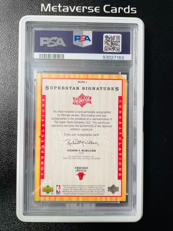 1999 Michael Jordan UD Athlete of the Century Auto /23 PSA Auth Auto 10 Grail view 2