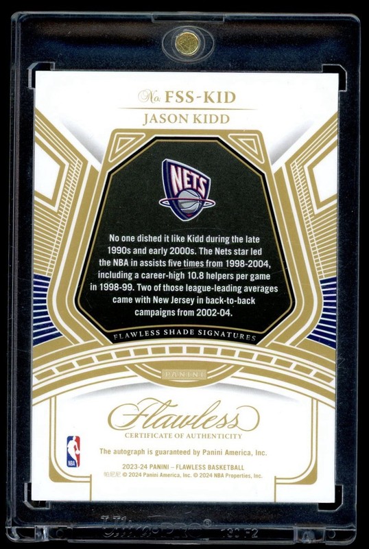 2023-24 Panini Flawless Shade Signatures Jason Kidd On Card Auto Silver /25 HOF view 2
