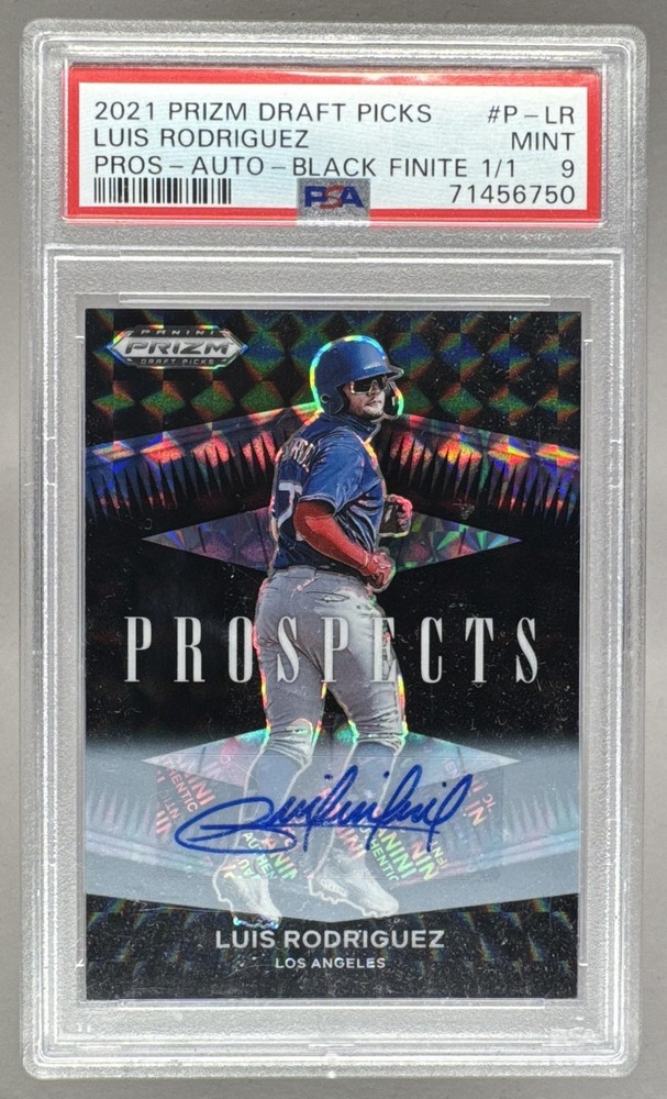Luis Rodriguez 2021 Panini Prizm DP Black Finite Prospects Auto 1/1 PSA 9