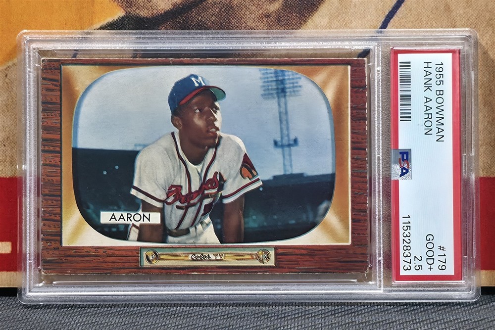 HANK AARON 1955 Bowman Baseball #179 Graded PSA 2.5 MILWAUKEE BRAVES HOF Vintage