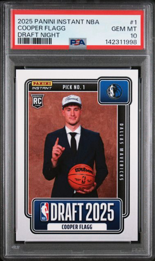 2025 PANINI INSTANT NBA DRAFT NIGHT COOPER FLAGG DALLAS MAVERICKS PSA 10 ROOKIE