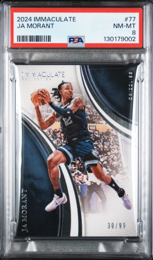 2024-25 Panini IMMACULATE NIKE #77 Memphis Grizzlies Ja Morant 30/99 PSA 8 Pop 1