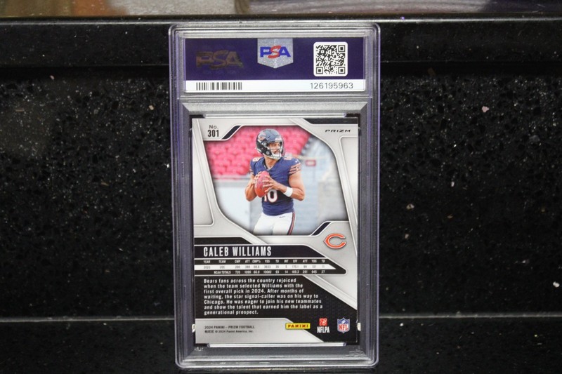 2024 Panini Prizm Caleb Williams RC Rookies Black/Red Checker #301 PSA 9 FIRE! view 2