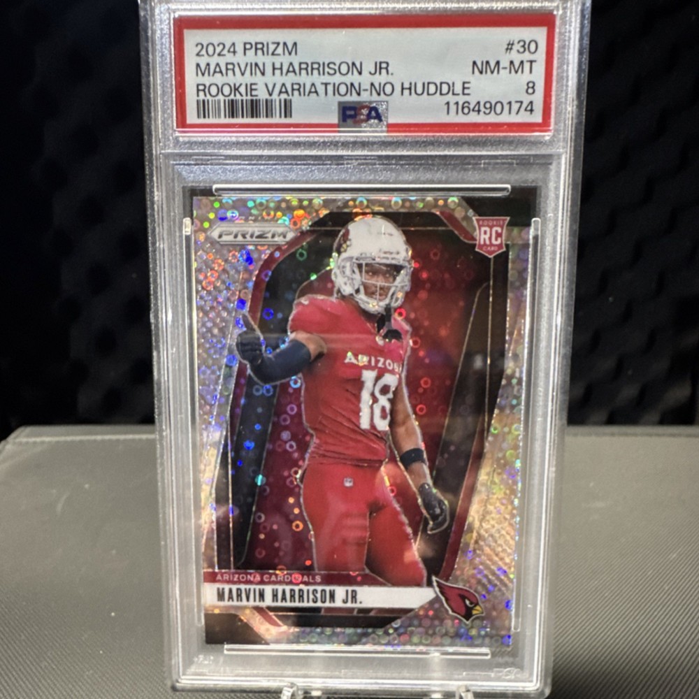 Panini 2024 Prizm Rookie Variations Marvin Harrison Jr. #30 No Huddle PSA 8