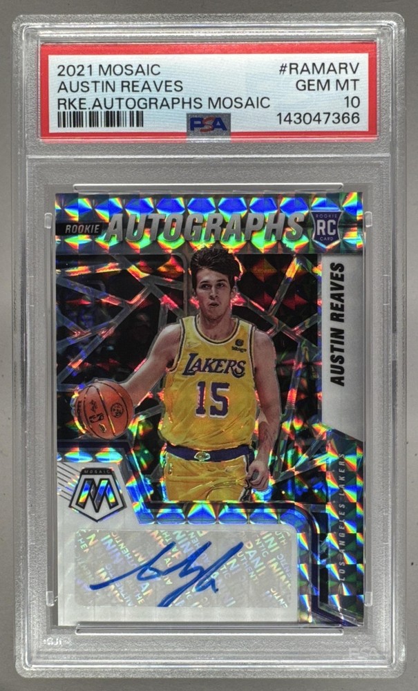 7366 Austin Reaves 2021 Panini Mosaic #RAM-ARV Mosaic Rookie RC Auto PSA 10