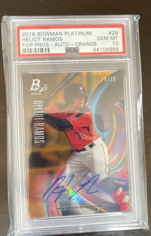 Heliot Ramos 2018 Bowman Platinum Orange Auto /25 PSA 10 SF Giants POP MLB