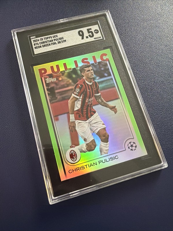 2024-25 Topps Chrome UCC #76 Christian Pulisic Neon Green /199 SGC 9.5 - USMNT view 2