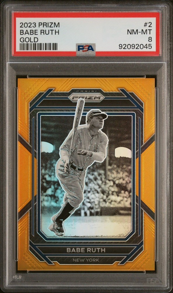 2023 Panini Prizm Gold #2 Babe Ruth Yankees HOF 2/10 PSA 8 NM-MT