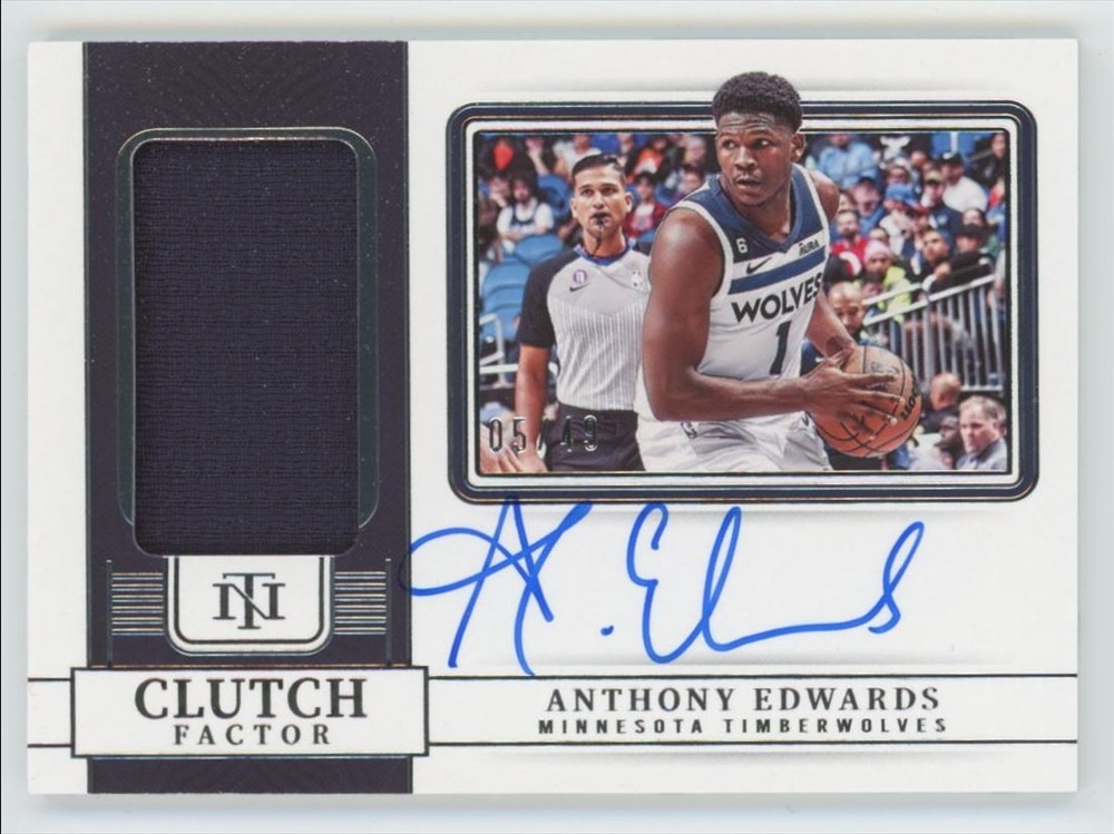 2022-23 Panini National Treasures Clutch Factor Anthony Edwards Auto Patch /49
