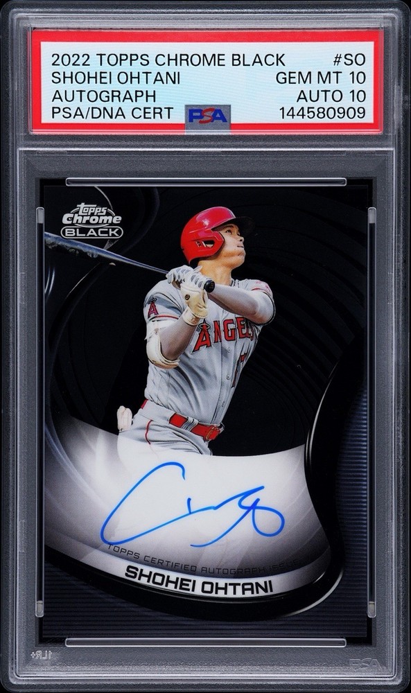 Shohei Ohtani On Card Auto SSP PSA 10 AUTO 10 2022 Topps Chrome Black POP 17