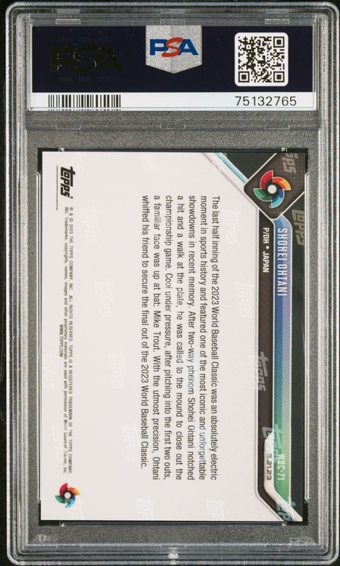 2023 Topps Now #WBC71 Shohei Ohtani World Series Classic Blue 10/49 PSA 10 view 2