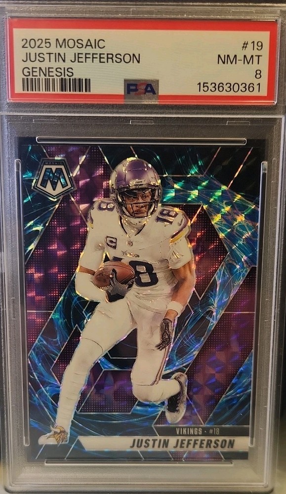 2025 Panini Mosaic - Justin Jefferson #19 Genesis Mosaic Prizm PSA 8 MINT