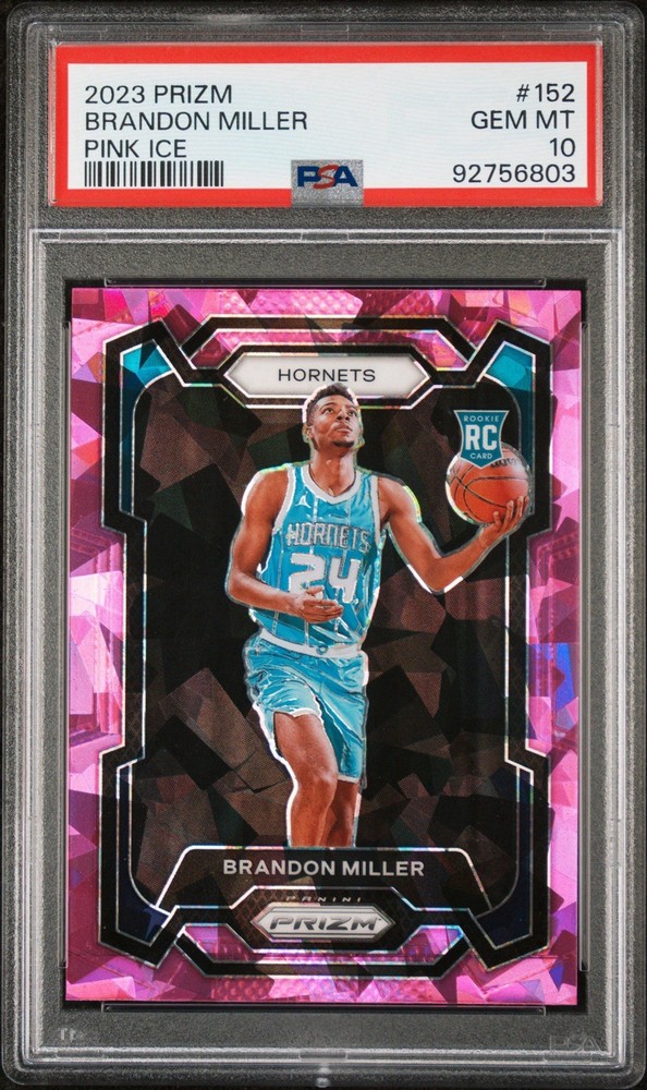 Graded 2023 Panini Prizm Brandon Miller #152 Pink Ice RC Basketball Card PSA 10