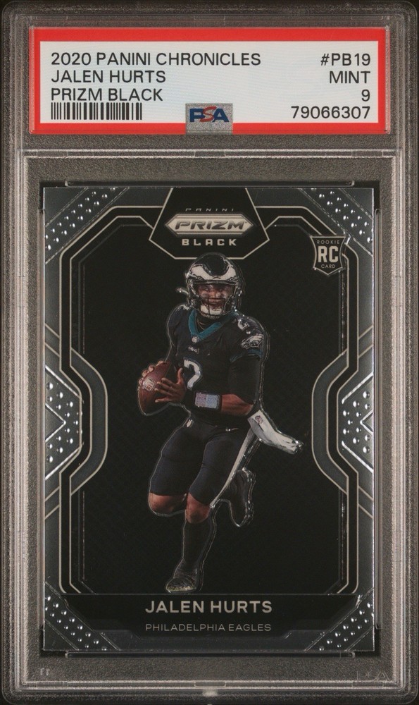 2020 PANINI CHRONICLES PRIZM BLACK JALEN HURTS #PB19 ROOKIE RC PSA 10