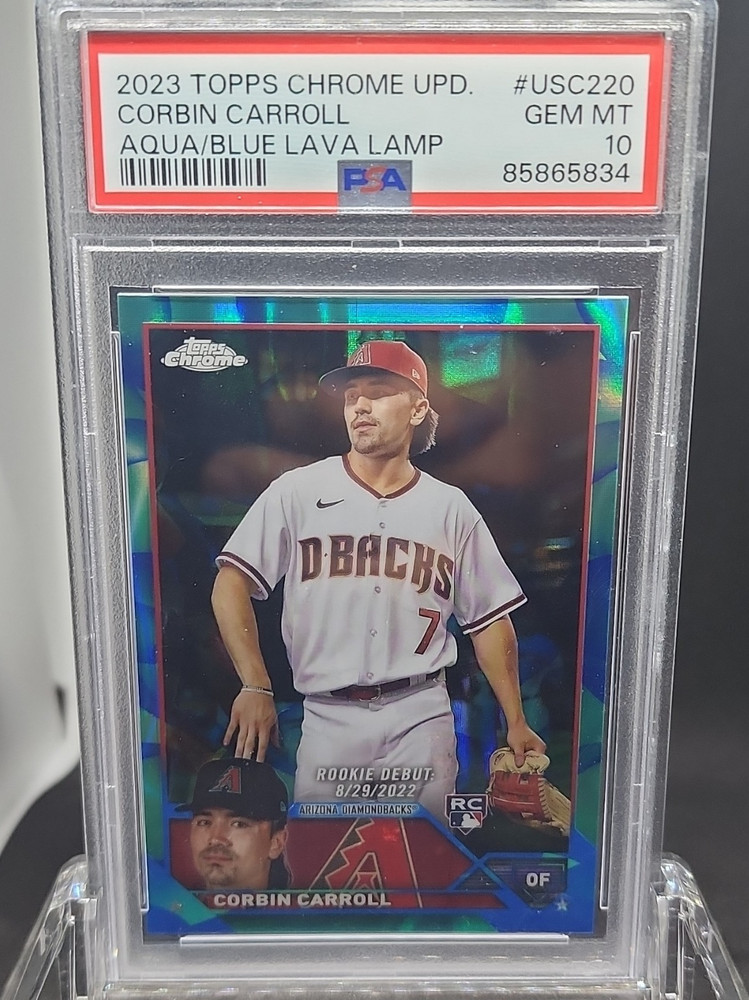 Topps 2023 Chrome Update Corbin Carroll #USC220 Aqua Blue Lava Lamp /175 PSA 10