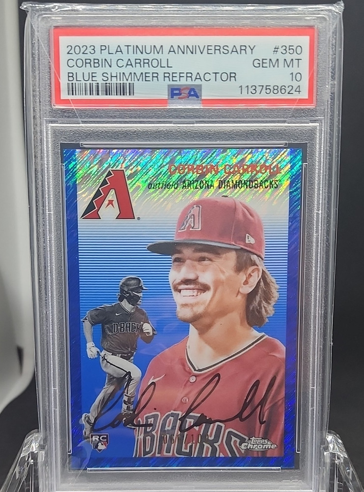 2023 Topps Chrome Platinum Corbin Carroll #350 Blue Shimmer /100 PSA 10