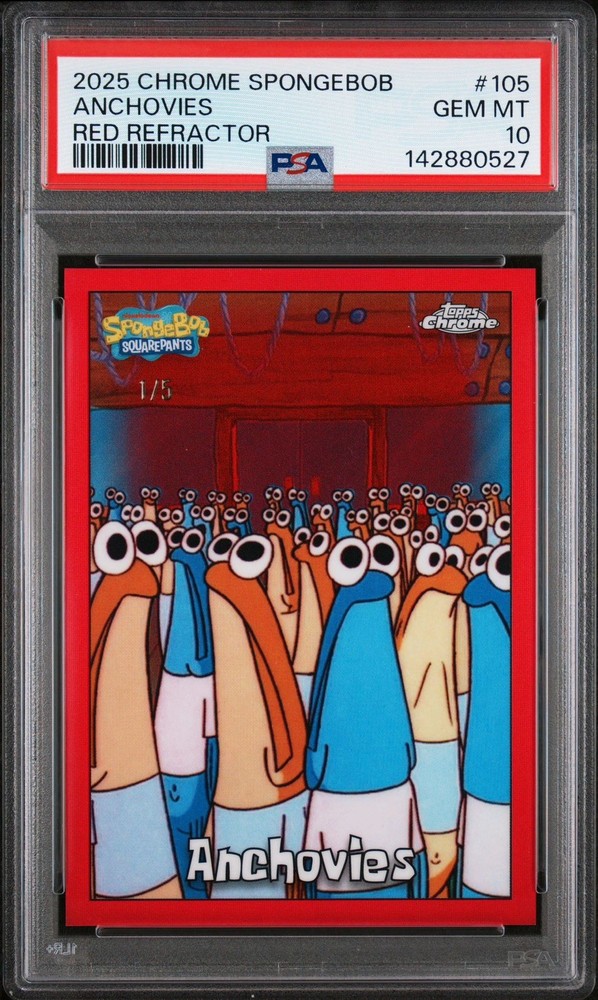 2025 Topps Chrome SpongeBob Anchovies #105 Red Refractor 1/5 POP 1 None higher