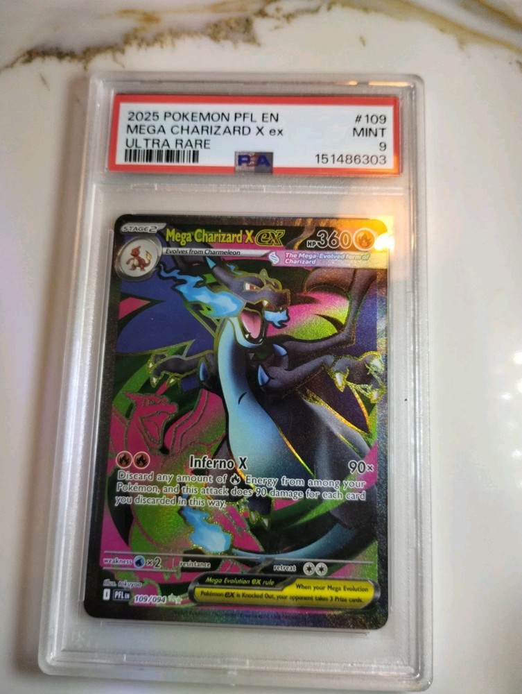 2025 Pokemon Pfl EN Mega Charizard X Ex Ultra Rare PSA 9