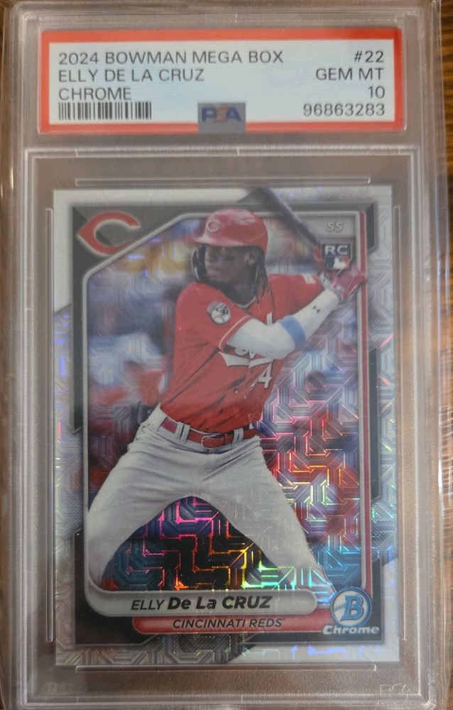 2024 BOWMAN CHROME MEGA BOX MOJO REFRACTOR ELLY DE LA CRUZ ROOKIE REDS PSA 10