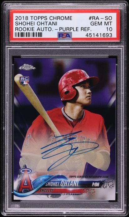 Shohei Ohtani 2018 Topps Chrome Purple Refractor /250 Rookie Auto PSA 10 🔥📈💎