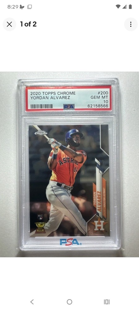 2020 Topps Chrome Yordan Alvarez RC Card #200 Rookie PSA 10 GEM MT! Astros!