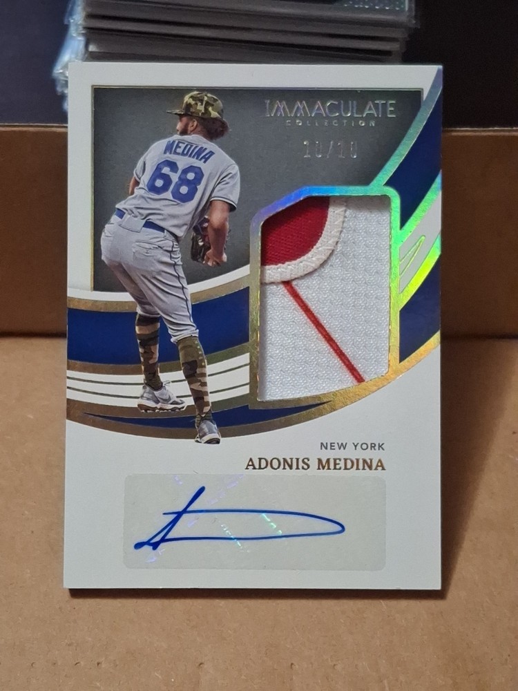 2022 ADONIS MEDINA PANINIIMMACULATE AUTOGRAPHED AUTO PATCH RELIC CARD /10 METS