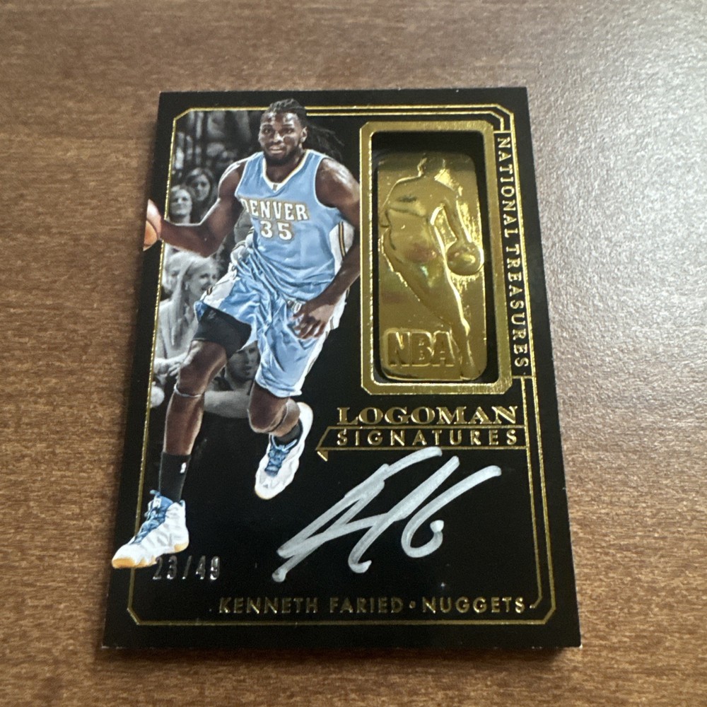 2014-15 National Treasures - Gold Logoman Signatures Kenneth Faried /49 (AU)