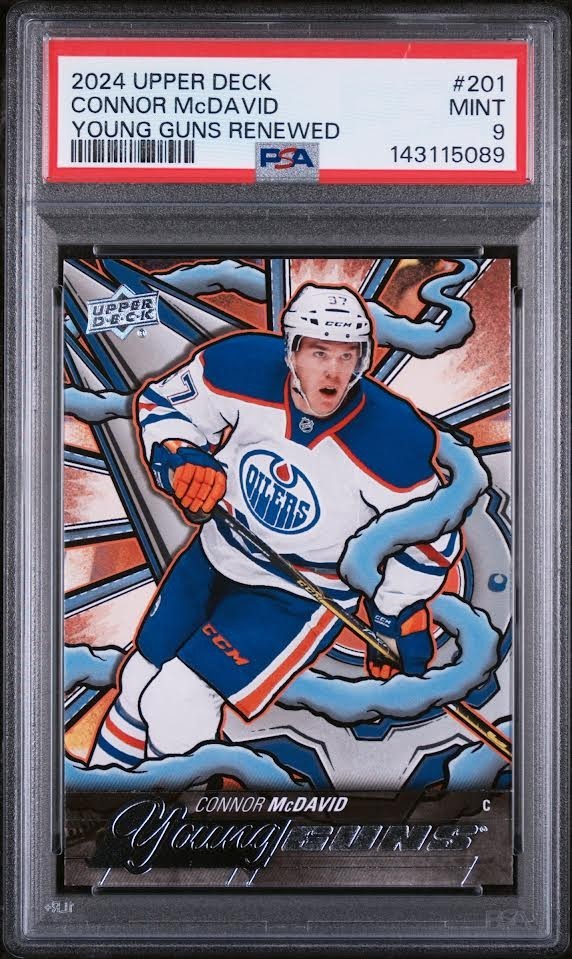 Connor McDAVID 2024-25 Upper Deck Young Guns Renewed #201 Graded PSA 9 Mint