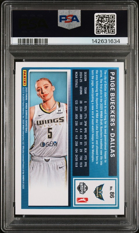 2025 Panini Donruss Wnba #86 Paige Bueckers PSA 9 view 2