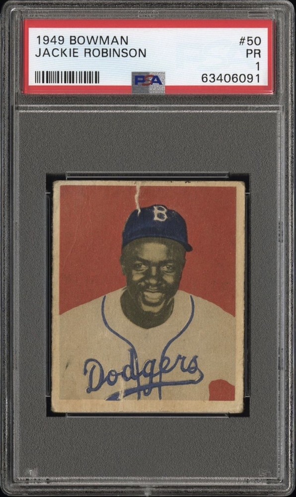 1949 BOWMAN #50 JACKIE ROBINSON PSA 1 ROOKIE CARD RC