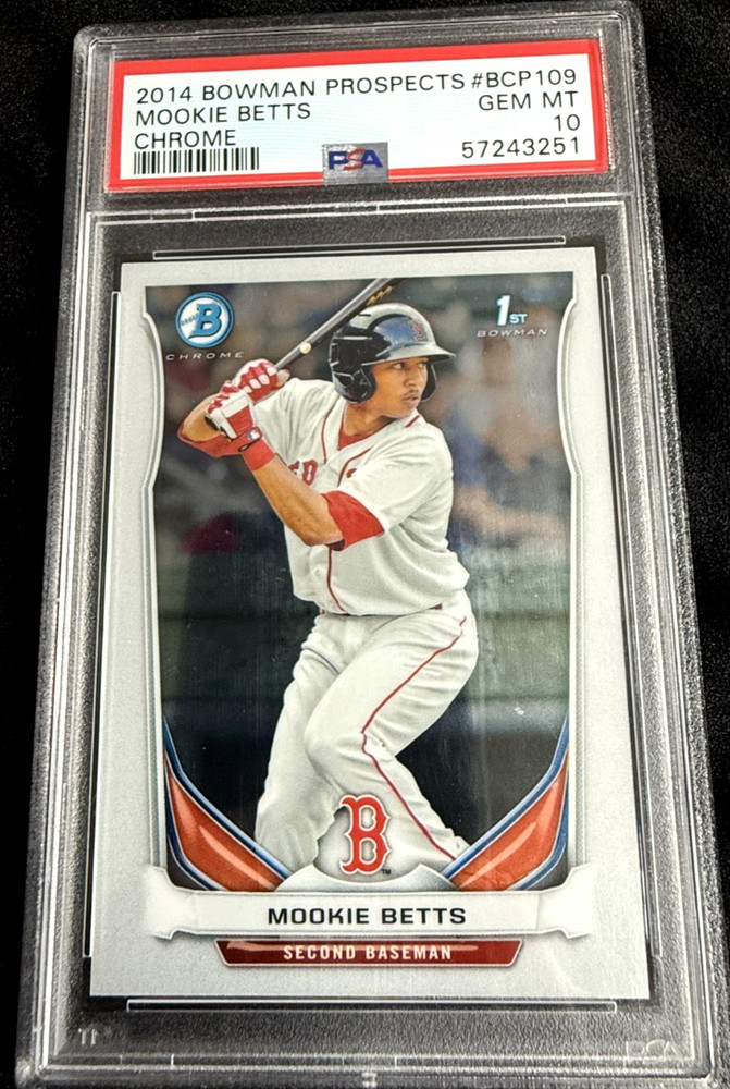 2014 Bowman Chrome Prospects BCP109 Mookie Betts 1st Bowman PSA 10 Red Sox MVP
