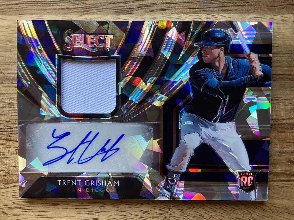 2020 Panini Select Baseball Trent Grisham Cracked Ice Rookie Patch Auto /25