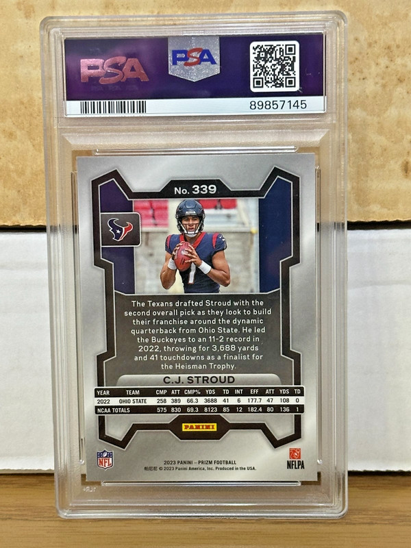 2023 PANINI PRIZM C.J. STROUD #339 ROOKIE CARD MINT 9 PSA HOUSTON TEXANS A1A view 2