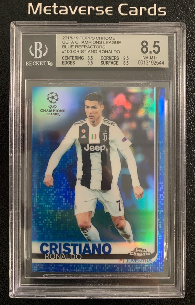 2018-19 Topps Chrome UCL Cristiano Ronaldo Blue Refractor 60/150 BGS 8.5