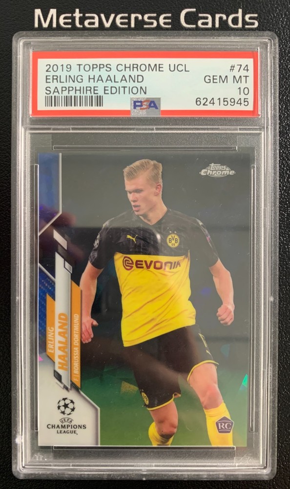 2019-20 Topps Chrome UCL Sapphire Edition Erling Haaland RC Rookie PSA10