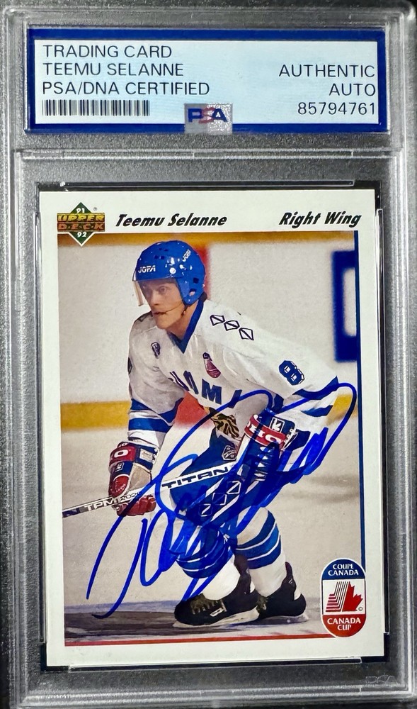 1991 Upper Deck Hockey #21 TEEMU SELANNE RC HOF Auto Rookie PSA DNA Autograph