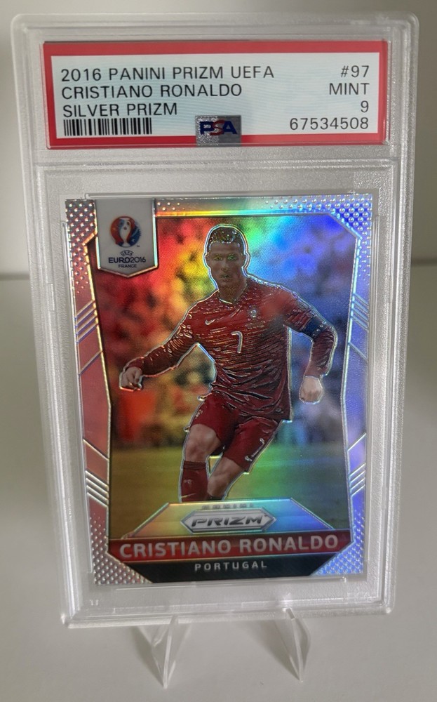 2016 Panini UEFA Euros Cristiano Ronaldo Silver Prizm #97 CR7 Portugal 🐐 PSA 9