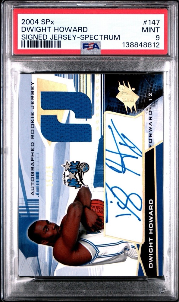 2004 SPx Spectrum Jersey #147 DWIGHT HOWARD ROOKIE Signed #/25 Auto PSA 9 MINT