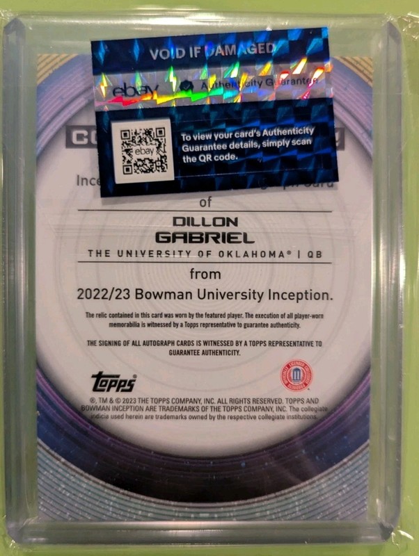 Dillon Gabriel Bowman Inception U Worn Logoman Patch Auto Jumpman Shield  1/1 view 2