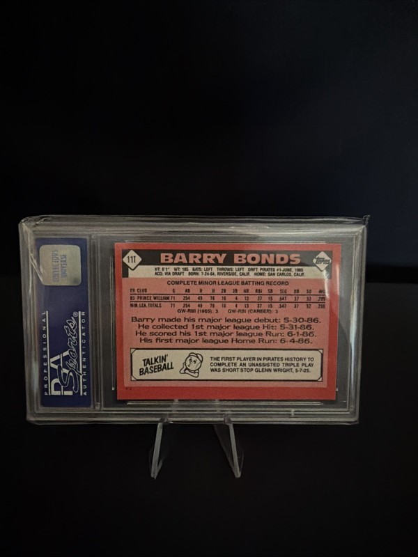 1986 Topps Traded - Barry Bonds #11T (RC) view 2