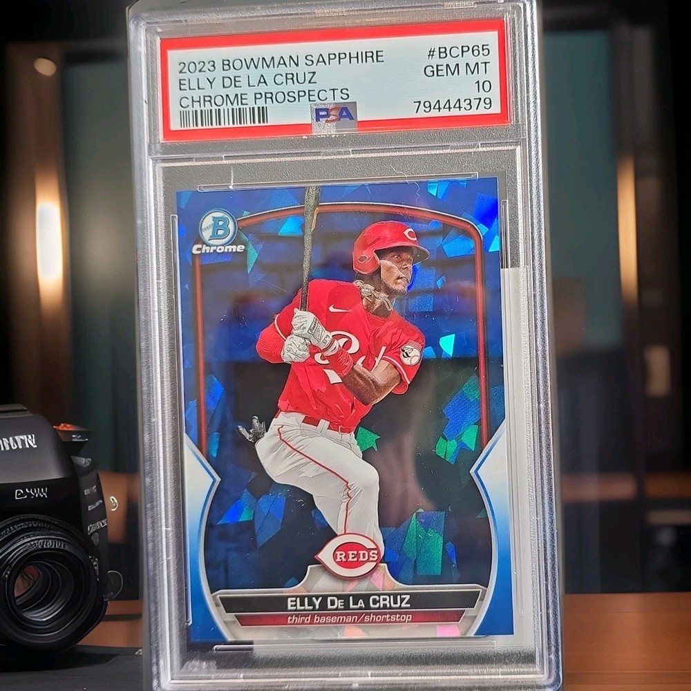 Bowman 2023 Sapphire Chrome Prospects Elly De La Cruz BCP-65 RC Reds PSA 10