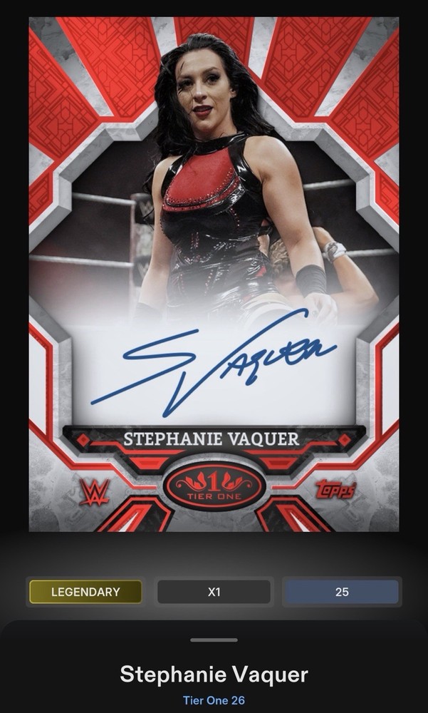 2026 Topps WWE Tier One Slam Stephanie Vaquer Red Foil Auto 25cc Legendary Out